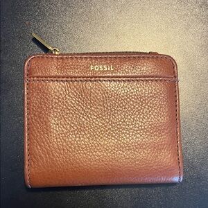 Fossil Tan Leather Wallet with Gold Accent